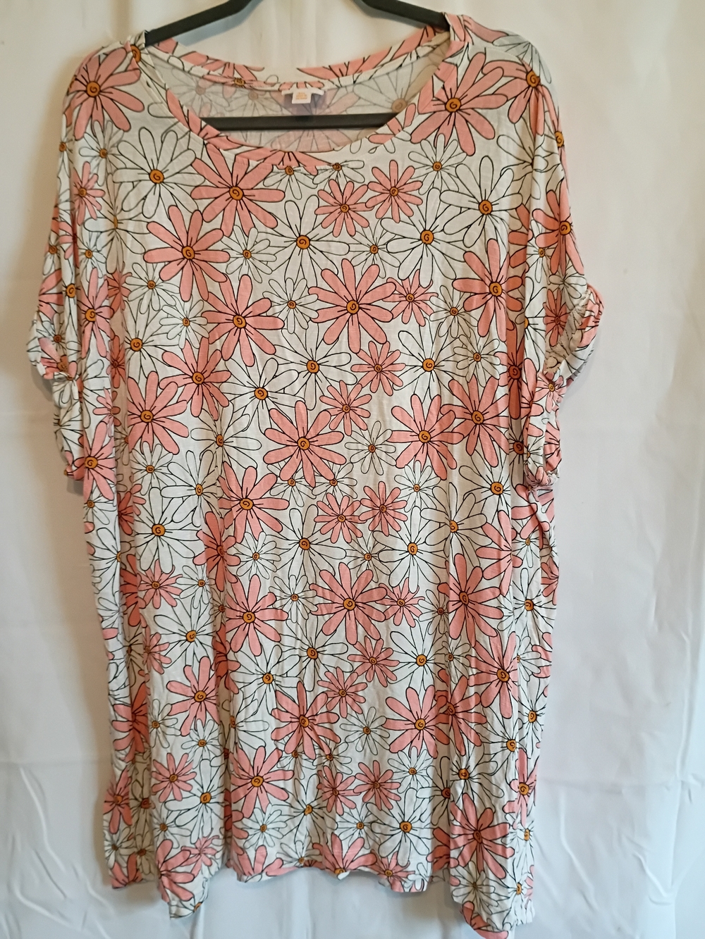 LulaRoe Size 3xl Women’s Floral Daisy Print Scoop Neck Top - Pink & White